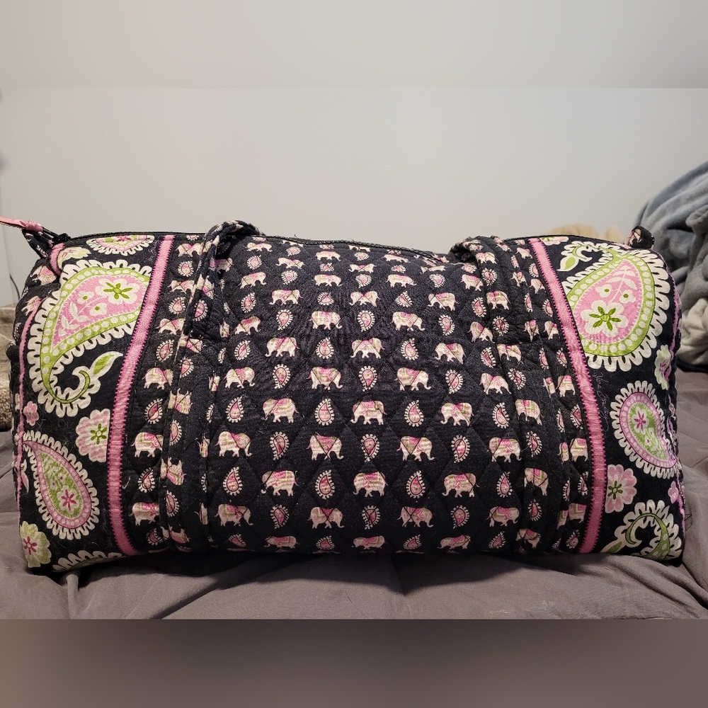 Vera Bradley Vintage Small Duffle, Pink Elephant Pattern